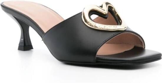 Love Moschino 65mm logo-plaque leather mules Black
