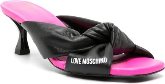 Love Moschino 65mm open-toe leather mules Black