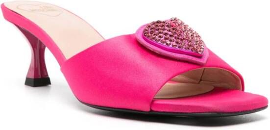 Love Moschino 65mm open-toe satin mules Pink