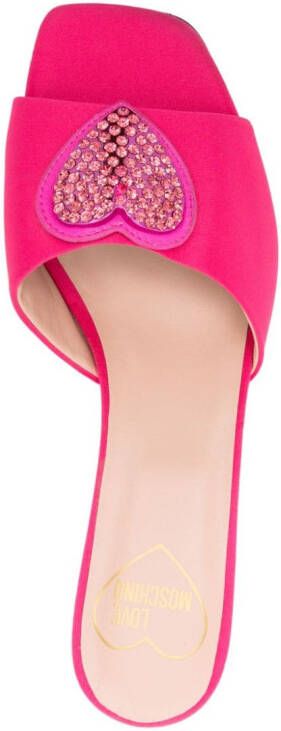 Love Moschino 65mm open-toe satin mules Pink