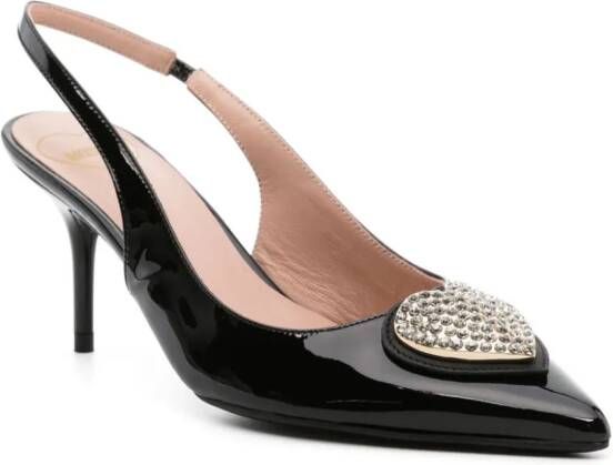 Love Moschino 80mm crystal-embellished leather pumps Black