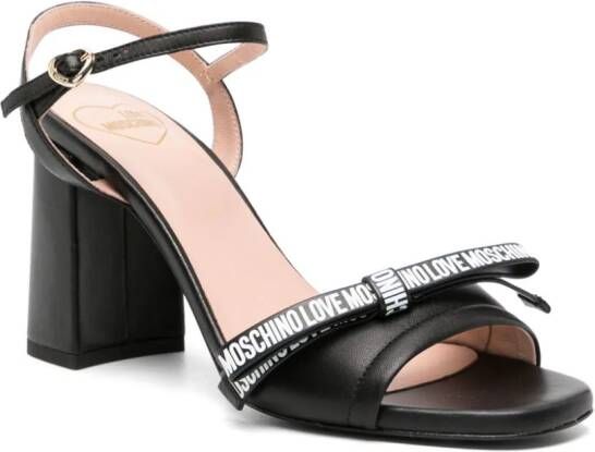 Love Moschino 95mm logo-bow leather sandals Black