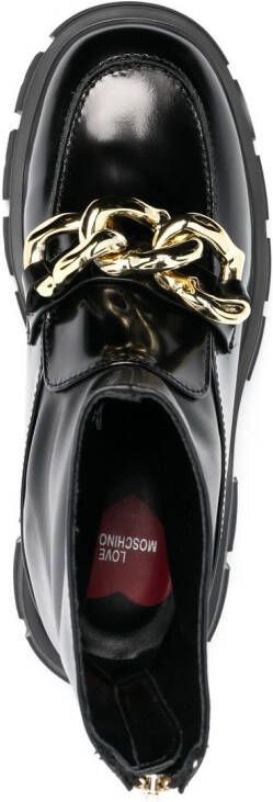 Love Moschino chain-embellished leather boots Black