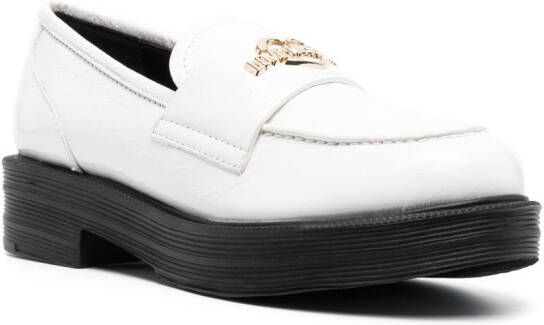Love Moschino contrasting-sole logo plaque loafers White