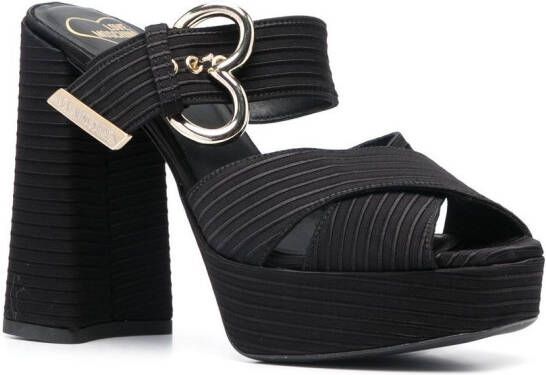 Love Moschino cross-strap platform sandals Black