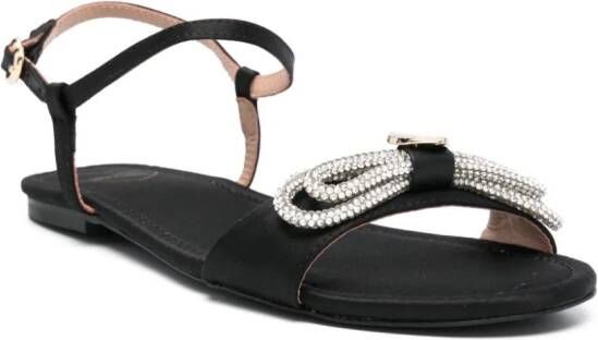 Love Moschino crystal-bow satin sandals Black