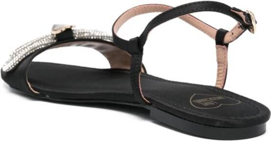 Love Moschino crystal-bow satin sandals Black