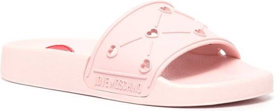 Love Moschino cut-out heart-detail slides Pink