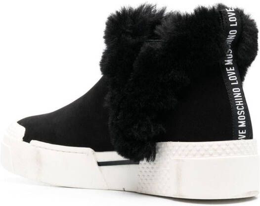 Love Moschino faux-fur trim sneakers Black