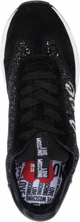 Love Moschino glitter-detail logo-print trainers Black
