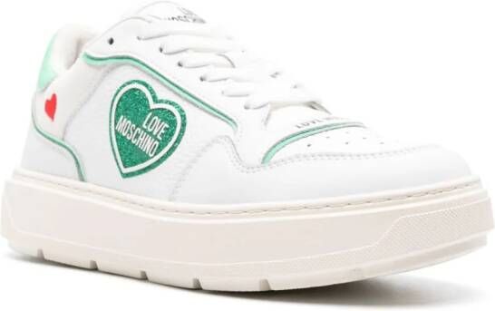 Love Moschino glitter-detailed leather sneakers White