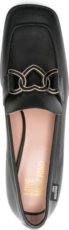 Love Moschino heart chain-link 50mm leather loafers Black