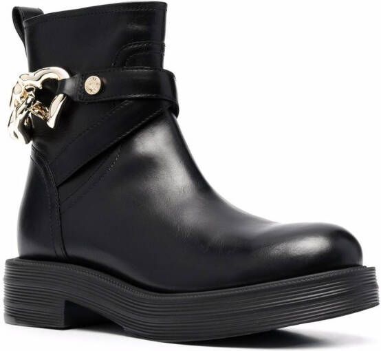Love Moschino heart-charm ankle boots Black
