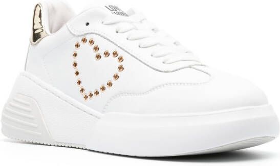 Love Moschino heart eyelets leather sneakers White