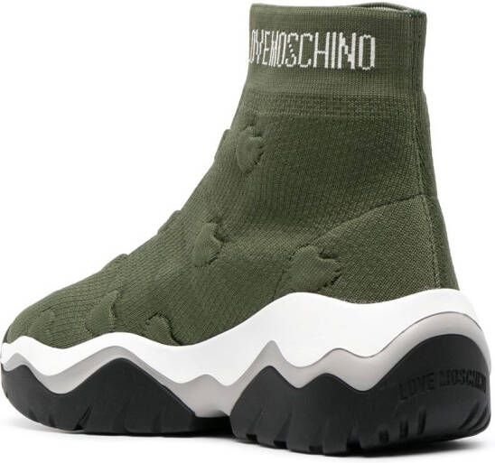 Love Moschino heart motif stretch-fit sneakers Green