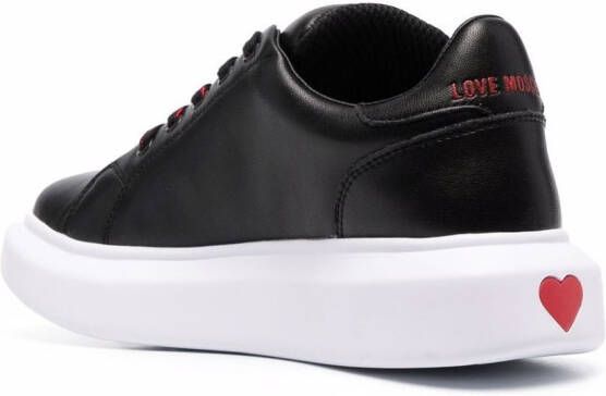 Love Moschino heart-patch panelled leather sneakers Black