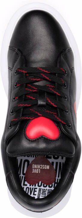 Love Moschino heart-patch panelled leather sneakers Black