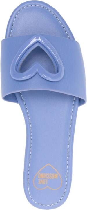 Love Moschino heart-plaque leather slides Blue