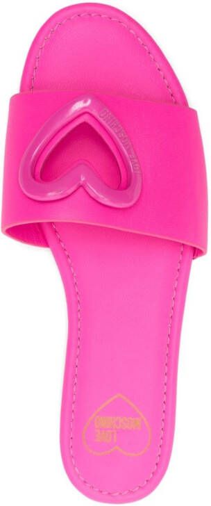 Love Moschino heart-plaque leather slides Pink