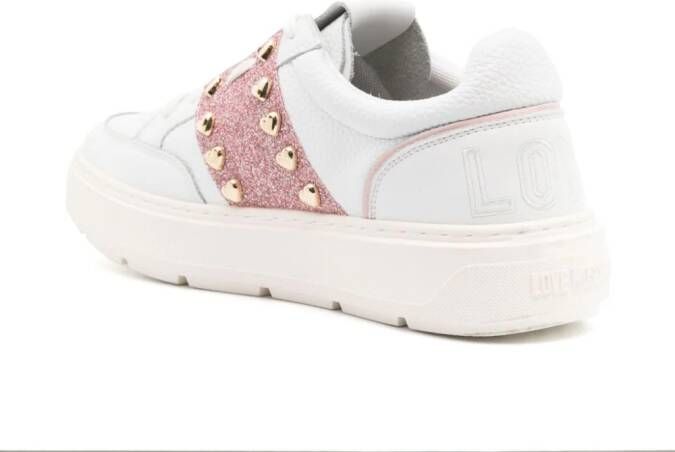 Love Moschino heart-stud lace-up sneakers White