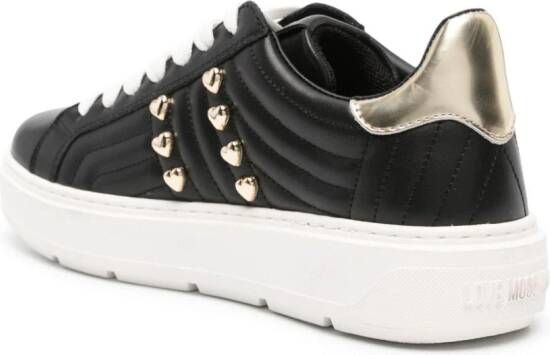 Love Moschino heart-stud quilted leather sneakers Black