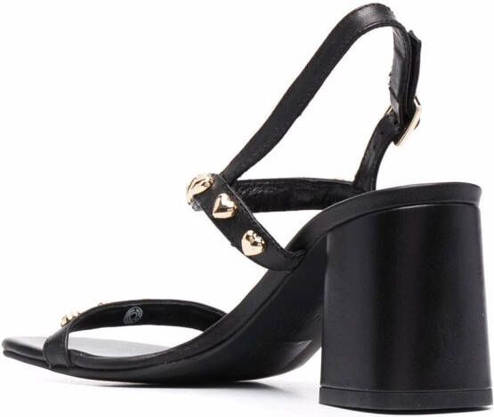 Love Moschino heart-studded block-heel sandals Black