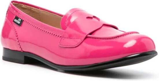 Love Moschino high-shine leather loafers Pink