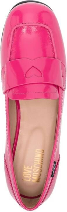 Love Moschino high-shine leather loafers Pink