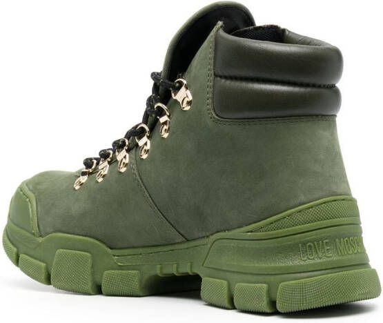 Love Moschino lace-up ankle boots Green