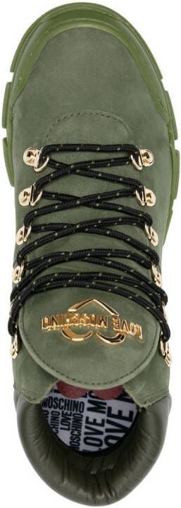 Love Moschino lace-up ankle boots Green