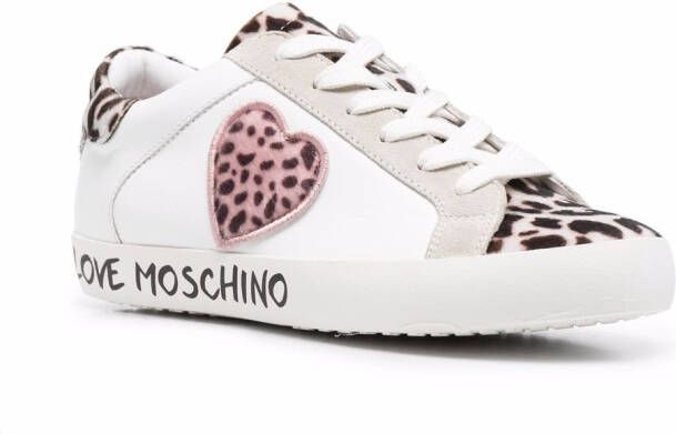 Love Moschino leopard-print lace-up trainers White