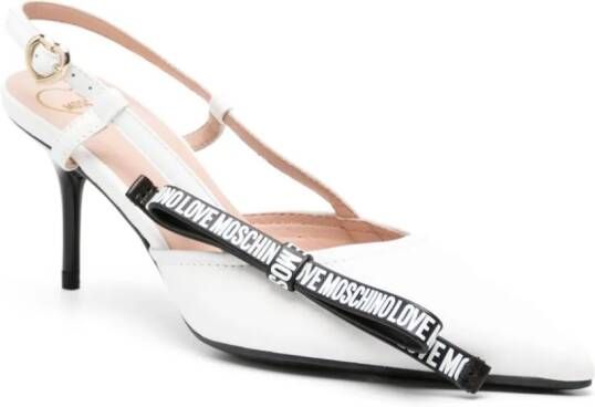 Love Moschino logo-bow sling back pumps White