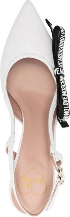 Love Moschino logo-bow sling back pumps White