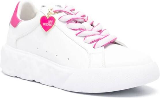 Love Moschino logo-charm leather chunky sneakers White