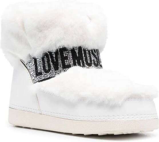 Love Moschino logo-embellished faux-fur snow boots White