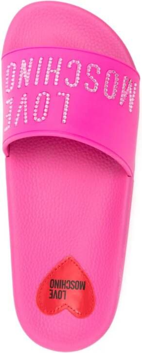 Love Moschino logo-embellished pool slides Pink