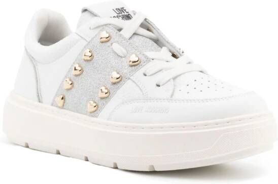 Love Moschino logo-embossed leather sneakers White