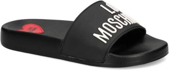Love Moschino logo-embossed open-toe slides Black