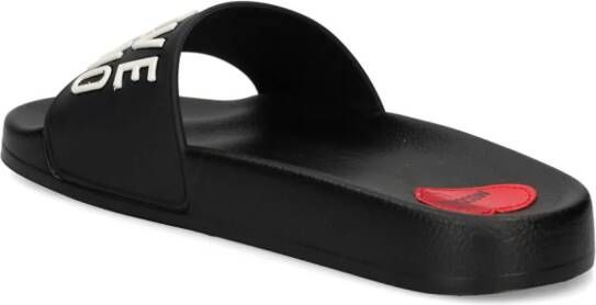 Love Moschino logo-embossed open-toe slides Black