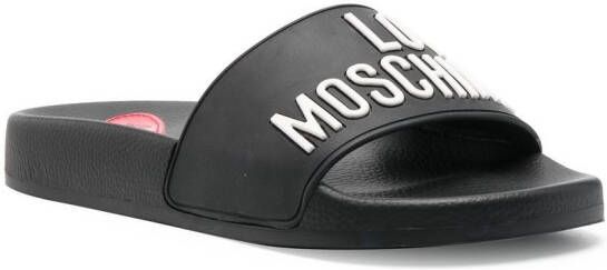 Love Moschino logo-embossed slides Black