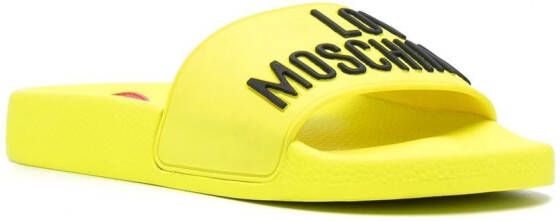 Love Moschino logo-embossed slides Yellow