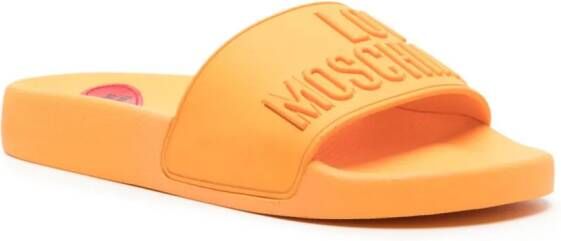 Love Moschino logo-embossed slip-on flip flop Orange