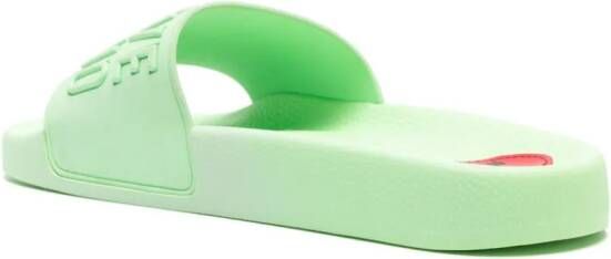 Love Moschino logo-embossed slip-on flip flops Green