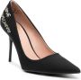 Love Moschino logo-lettering 100mm textured pumps Black - Thumbnail 2