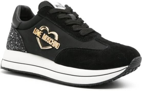 Love Moschino logo-lettering glitter sneakers Black