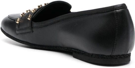 Love Moschino logo-lettering leather loafers Black