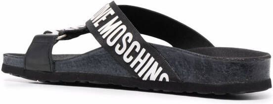 Love Moschino logo open-toe slides Black