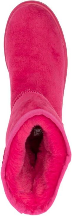 Love Moschino logo-patch exposed-seam ankle boots Pink