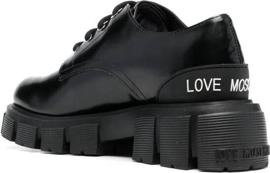 Love Moschino logo-patch faux-leather oxford shoes Black
