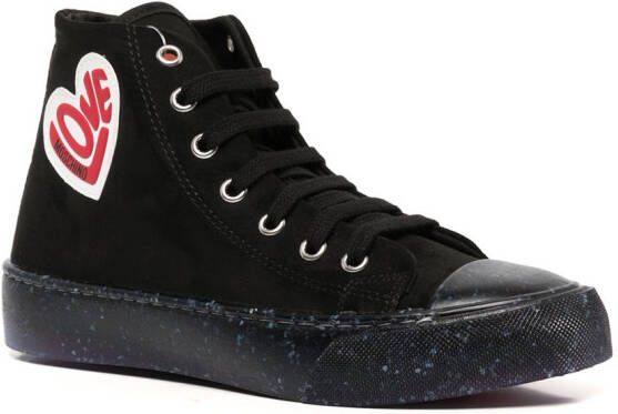 Love Moschino logo-patch high top sneakers Black